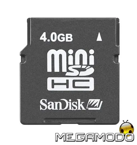 Sandisk miniSDHC da 4GB, dedicata ai telefoni cellulari