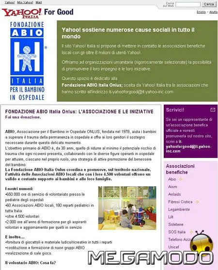 Tre nuove associazioni benefiche per Yahoo! For Good