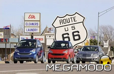 Mercedes-Benz Classe E e smart fortwo sulla Route 66