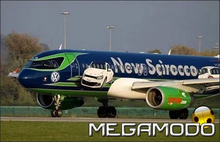 Volkswagen Scirocco sfreccia sull'Airbus A320