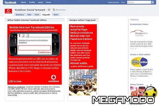 Vodafone e Mobile Internet Facebook Edition