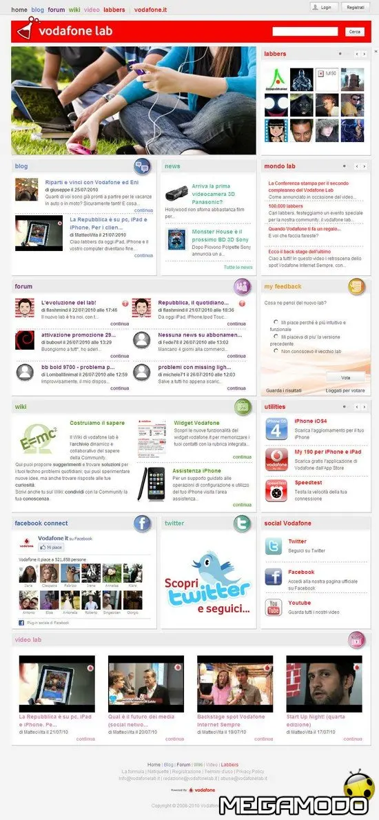 Vodafone Lab, la nuova home page