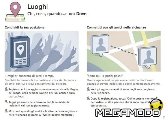 Facebook Luoghi (Places) anche in Italia