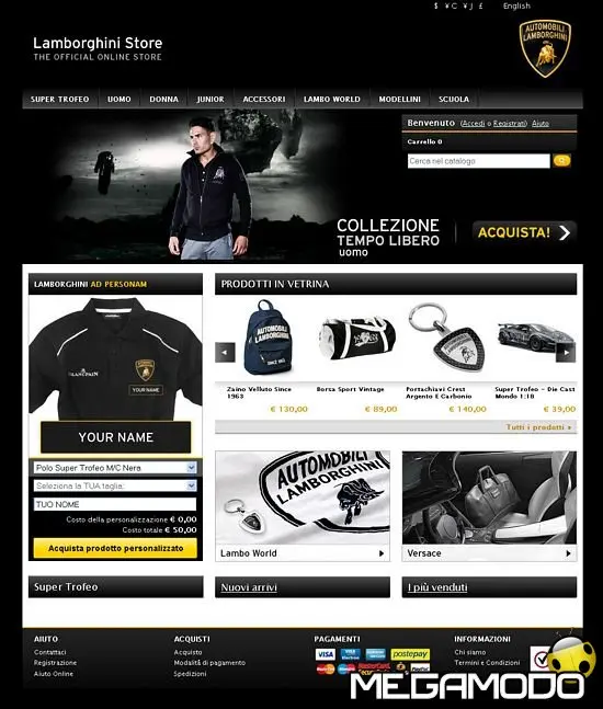 Lamborghini lancia un nuovo sito e-commerce per il merchandising