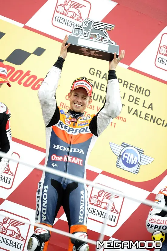 Casey Stoner vince il Gran Premio della Comunità Valenciana, ultimo della stagione