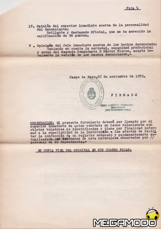 Declassificati importanti documenti UFO in Argentina