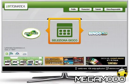 L'app Lottomatica per Samsung Smart Tv