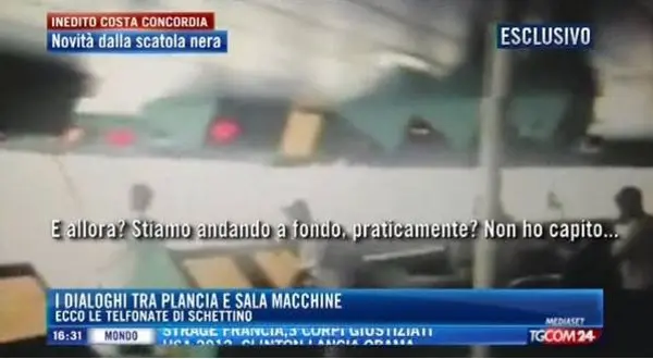 Costa Concordia, dalla scatola nera i dialoghi tra la plancia e la sala macchine