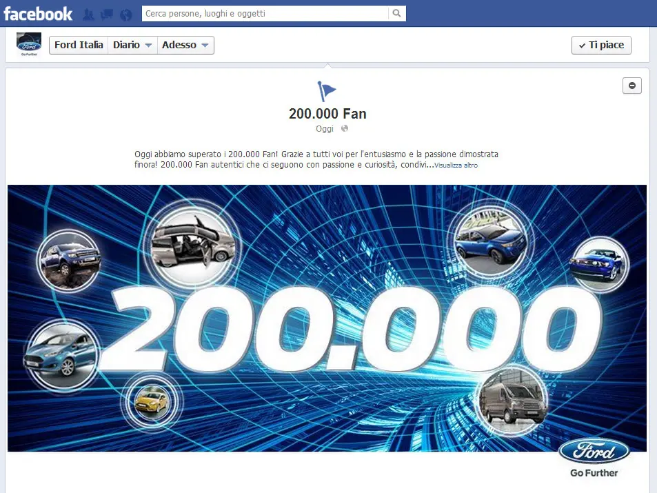 Ford: 200mila fan per la pagina Facebook