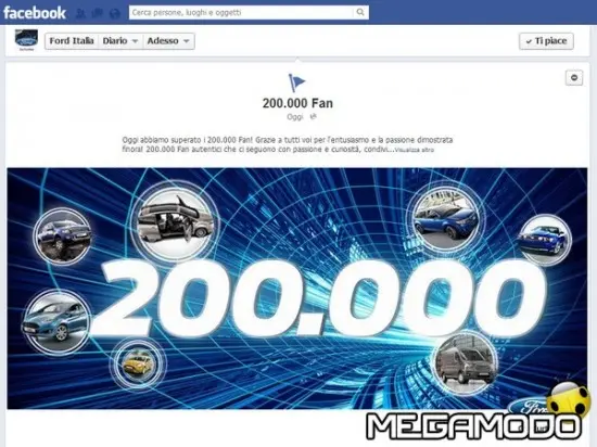 Ford: 200mila fan per la pagina Facebook
