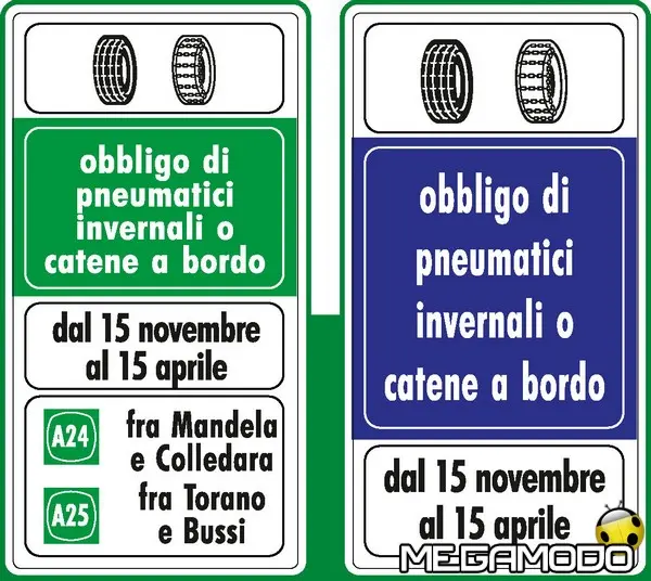 cartello obbligo pneumatici invernali