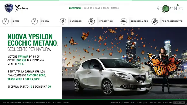 Nuova Lancia Ypsilon Ecochic Metano, meno inquinamento e maggior mobilità 