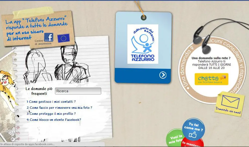 Facabook con Telefono Azzurro per la sicurezza dei bambini in rete