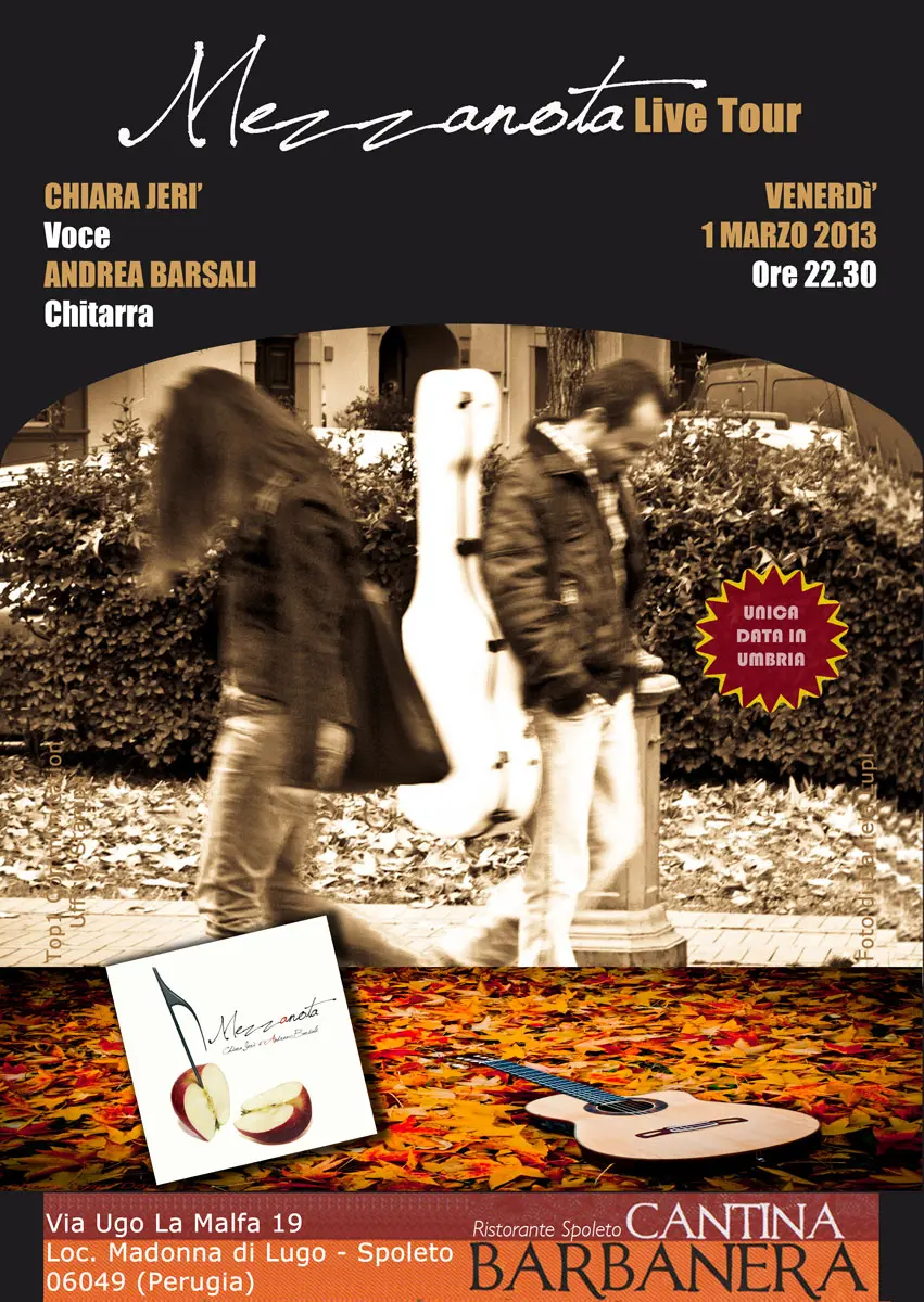 Il "Mezzanota Tour" di Chiara Jerì e Andrea Barsali fa tappa alla Cantina Barbanera di Spoleto