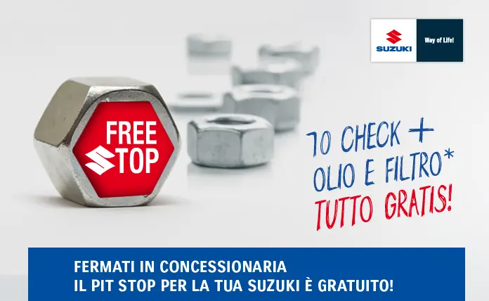 Programma Free Stop di Suzuki: 10 controlli gratuiti con cambio olio e filtro in omaggio 