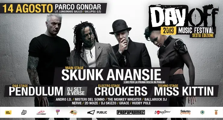 Day Off Music Festival: il 14 agosto con Skunk Anansie,Crookers,Pendulum e Miss Kittin