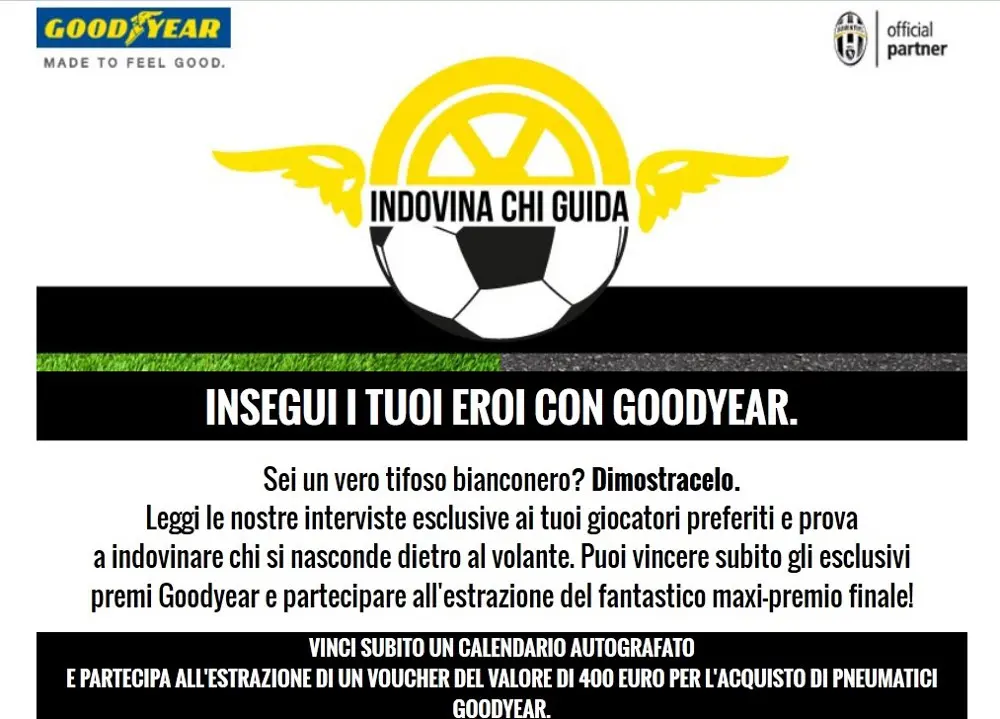 Goodyear e la Juventus per l'App "Indovina chi Guida"