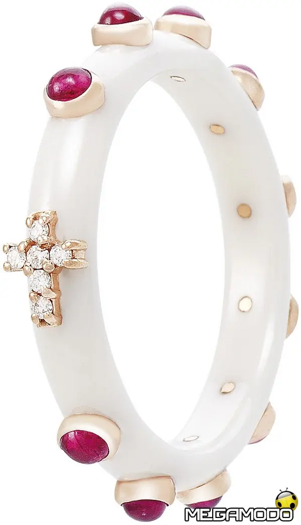 anello rosario in ceramica bianca