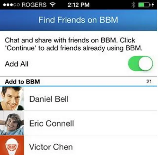BlackBerry: aggiornamento BBM con funzione Find Friends