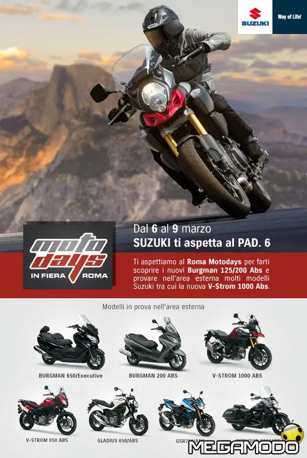 Suzuki al MOTODAYS: moto e scooter da vedere e provare