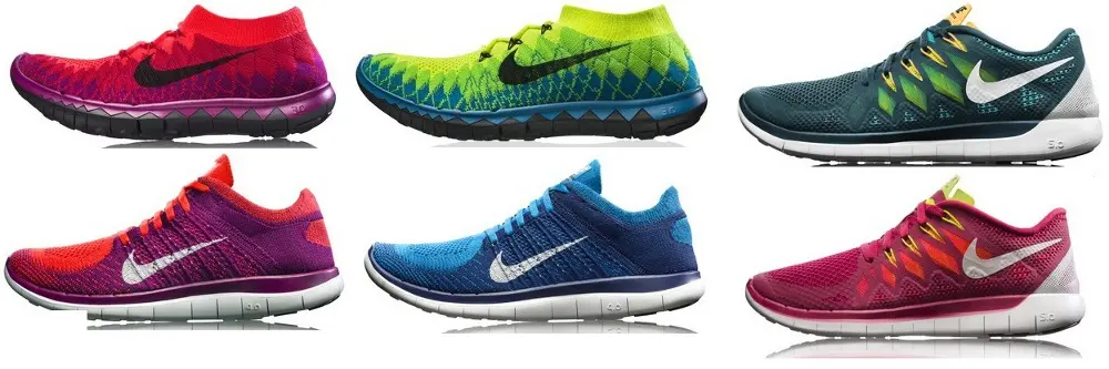 Scarpe da running Nike Free 3.0 Flyknit, Nike Free 4.0 Flyknit e Nike Free 5.0