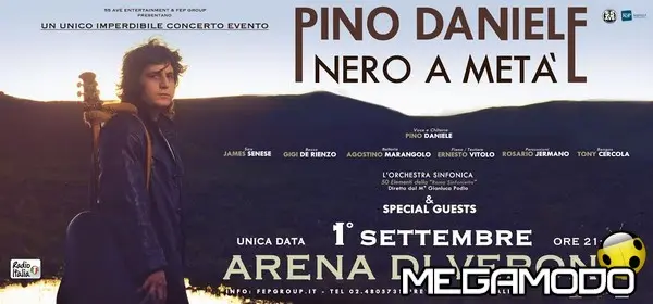 Un concerto evento sulle note di Nero a Metà: Pino Daniele il 1 settembre all'Arena di Verona