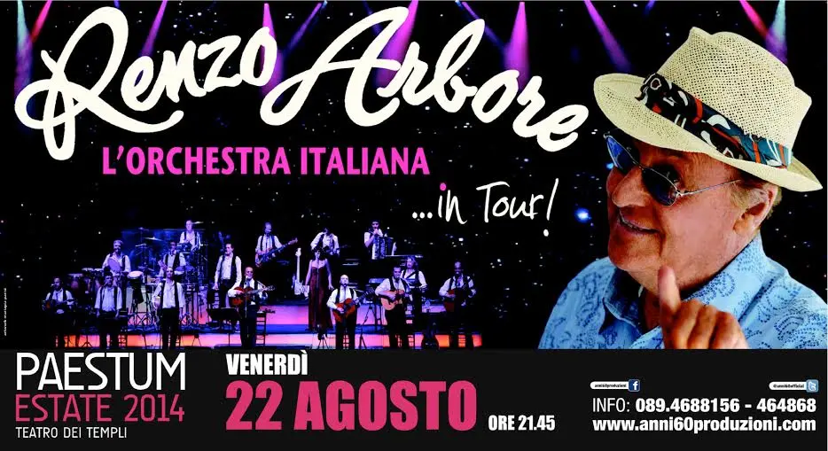 Renzo Arbore L'Orchestra Italiana: anticipato di un giorno l'atteso spettacolo al Teatro dei Templi di Paestum