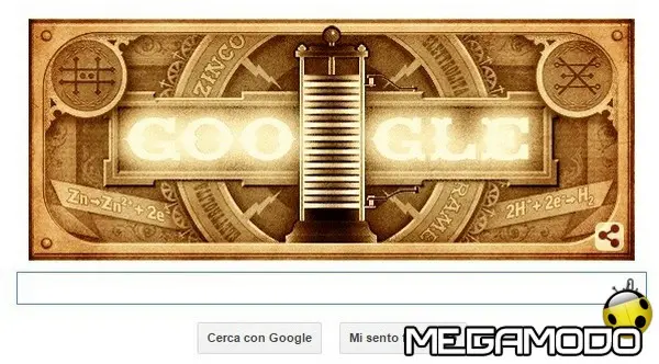La pila di Alessandro Volta illumina il doodle di Google 