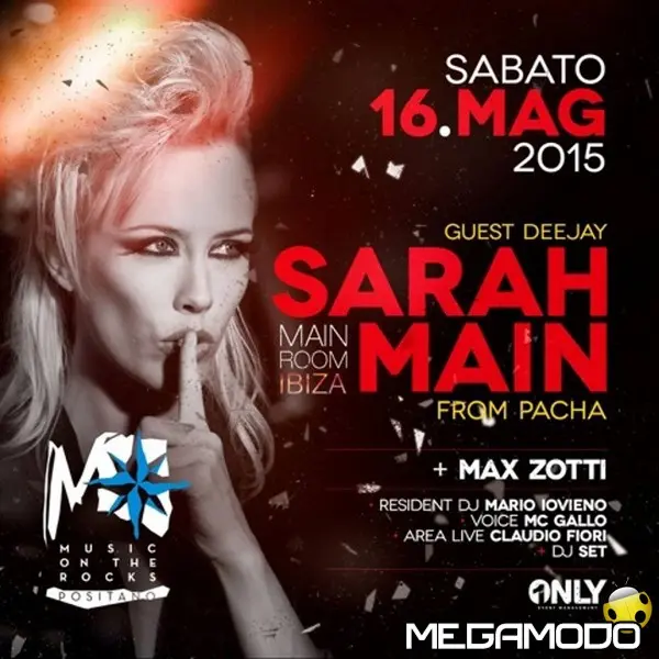 Sarah Main il 16 maggio al Music on the Rocks di Positano 