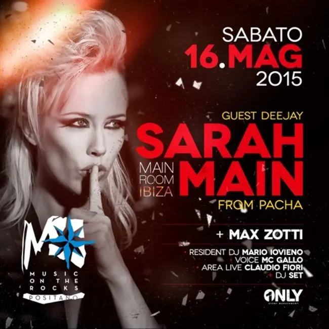 Sarah Main il 16 maggio al Music on the Rocks di Positano 