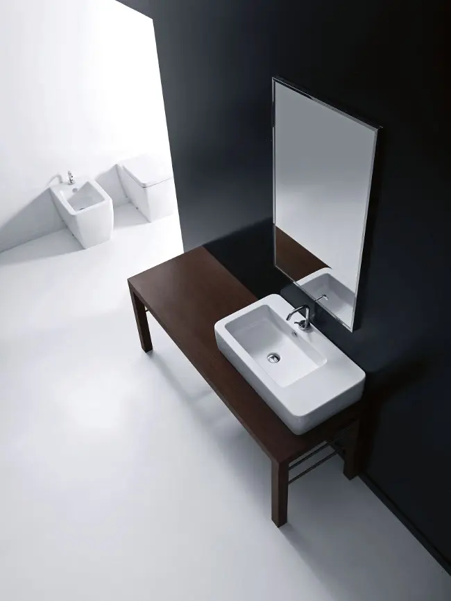 Collezione bagno Kerasan Ego: linee squadrate e spigoli ammorbiditi