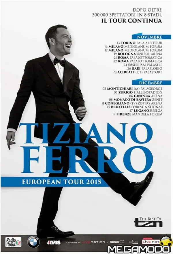 Tiziano Ferro: 60.000 biglietti venduti in 24h, raddoppiano le date di Acireale, Montichiari e Conegliano