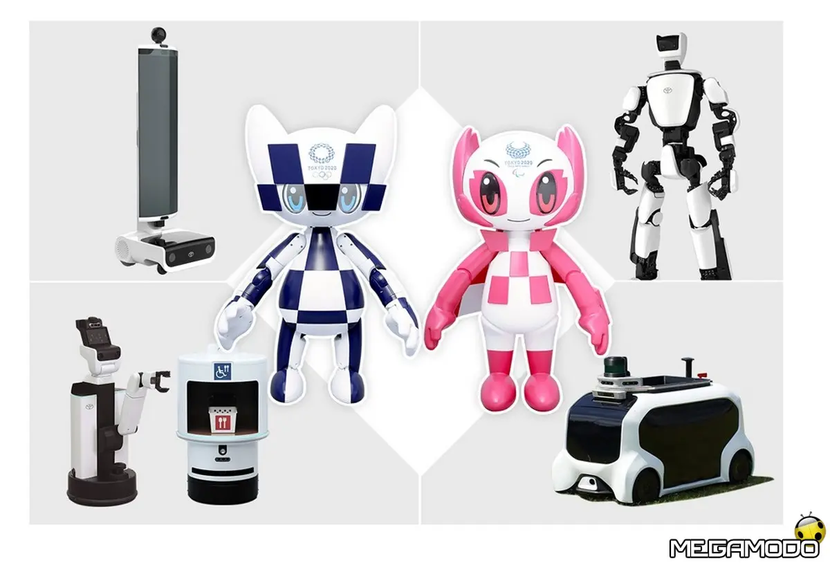 I robot Toyota in auto delle persone ai giochi olimpici e paraolimpici di Tokyo 2020
