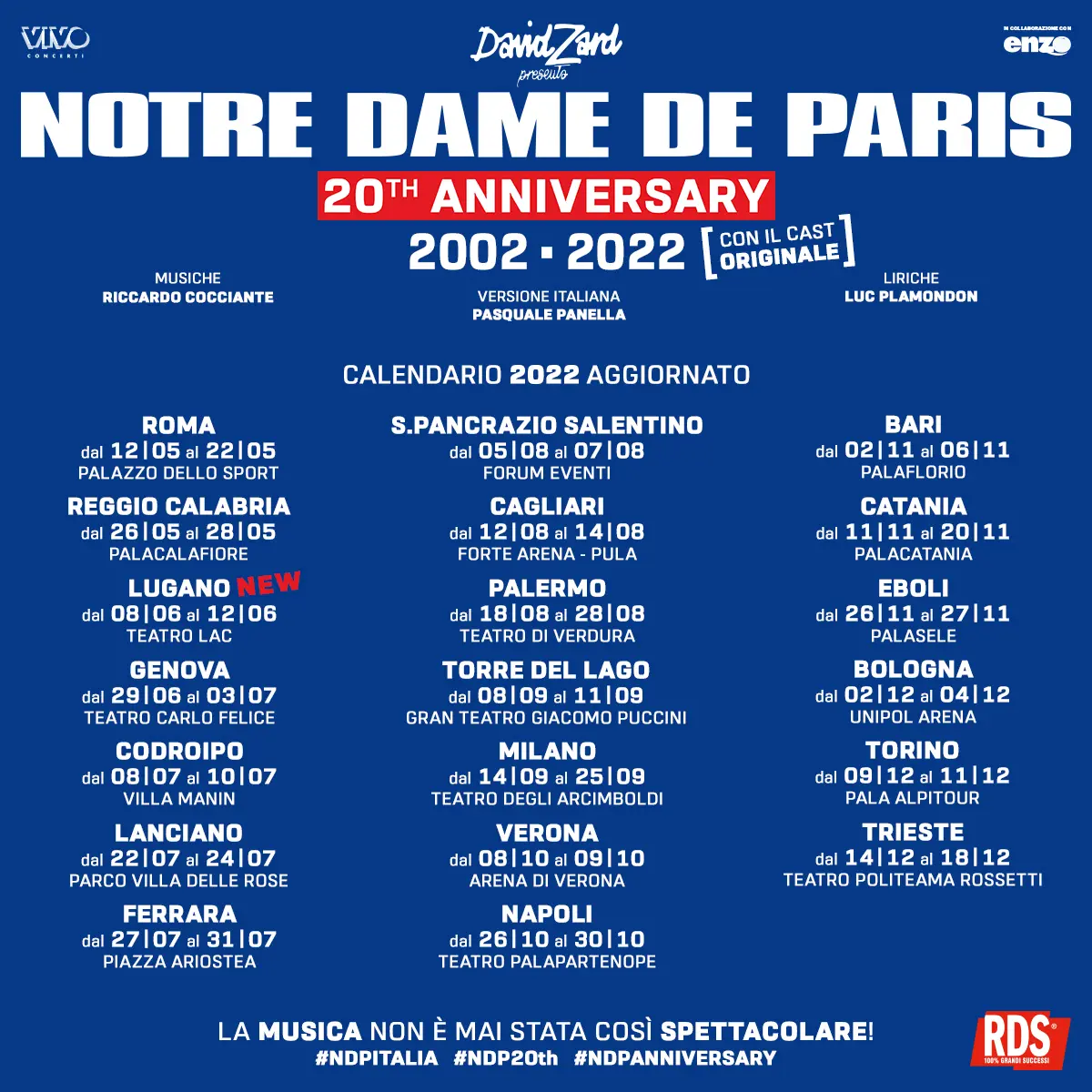 NOTRE DAME DE PARIS: l'8 giugno una nuova replica a Lugano