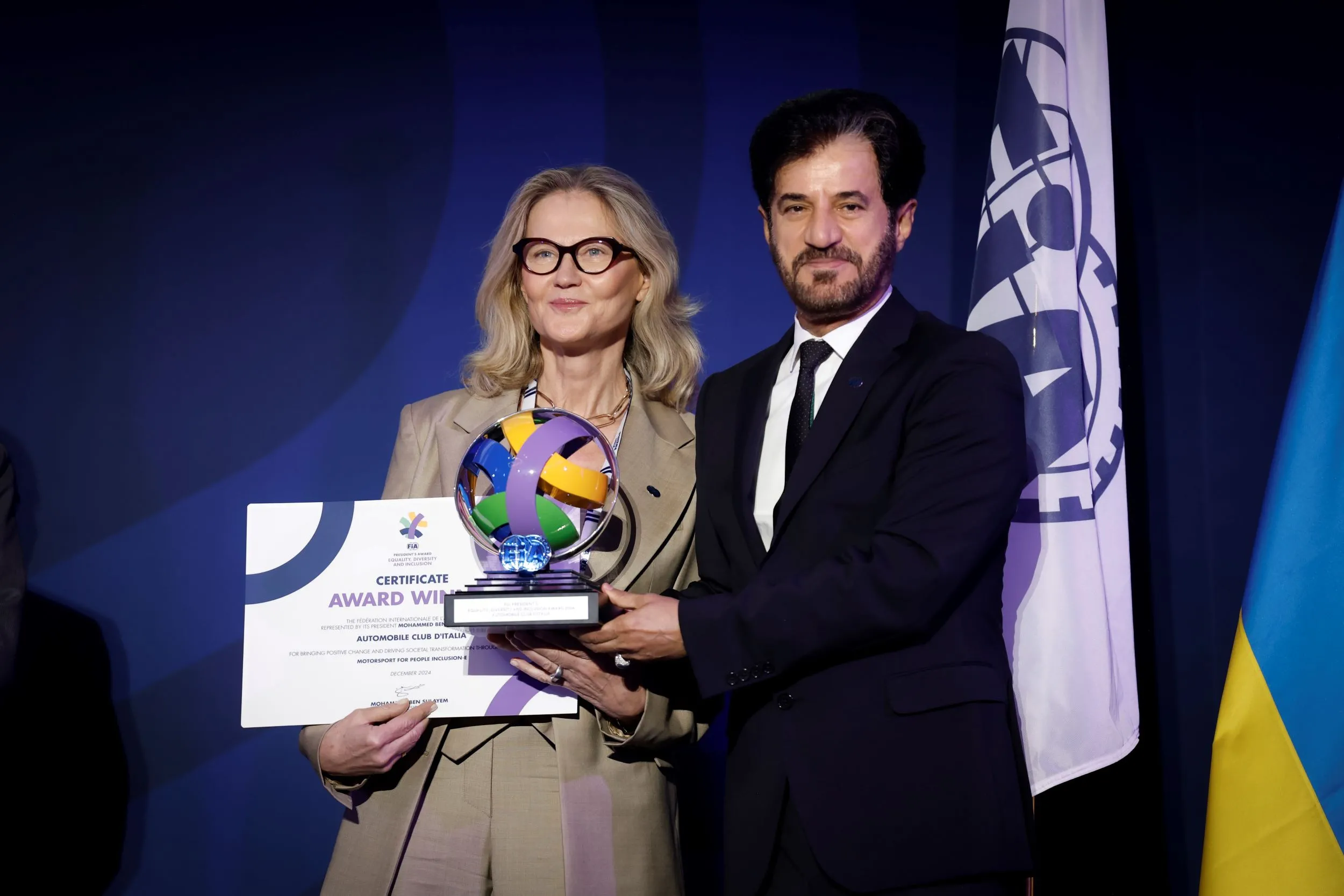 FIA AWARDS 2024: ACI riceve il premio EDI per il progetto di inclusione disabilità