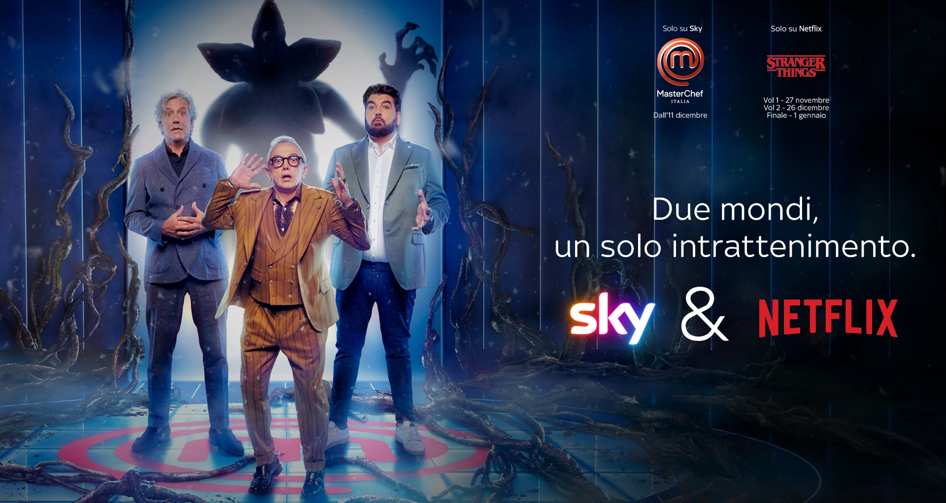 MasterChef incontra Stranger Things: il Demogorgone entra in cucina per la nuova campagna Sky & Netflix