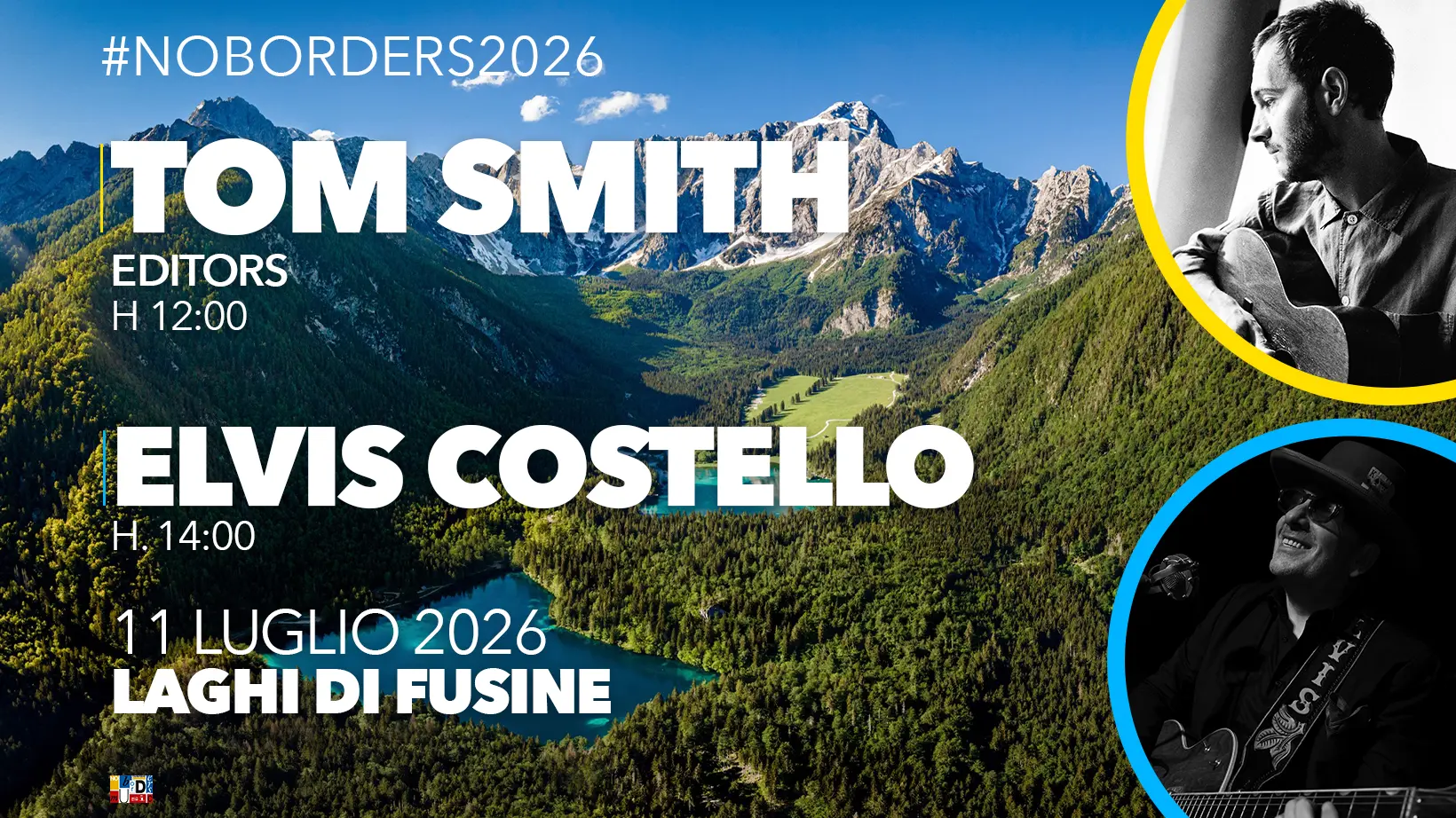 Elvis Costello e Tom Smith ai Laghi di Fusine per il No Borders Music Festival 2026