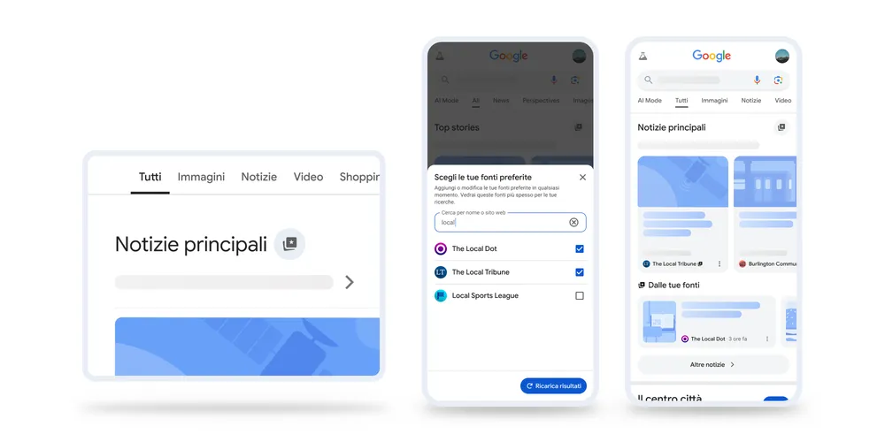 Google introduce le Fonti Preferite: più controllo sulle notizie anche in Italia