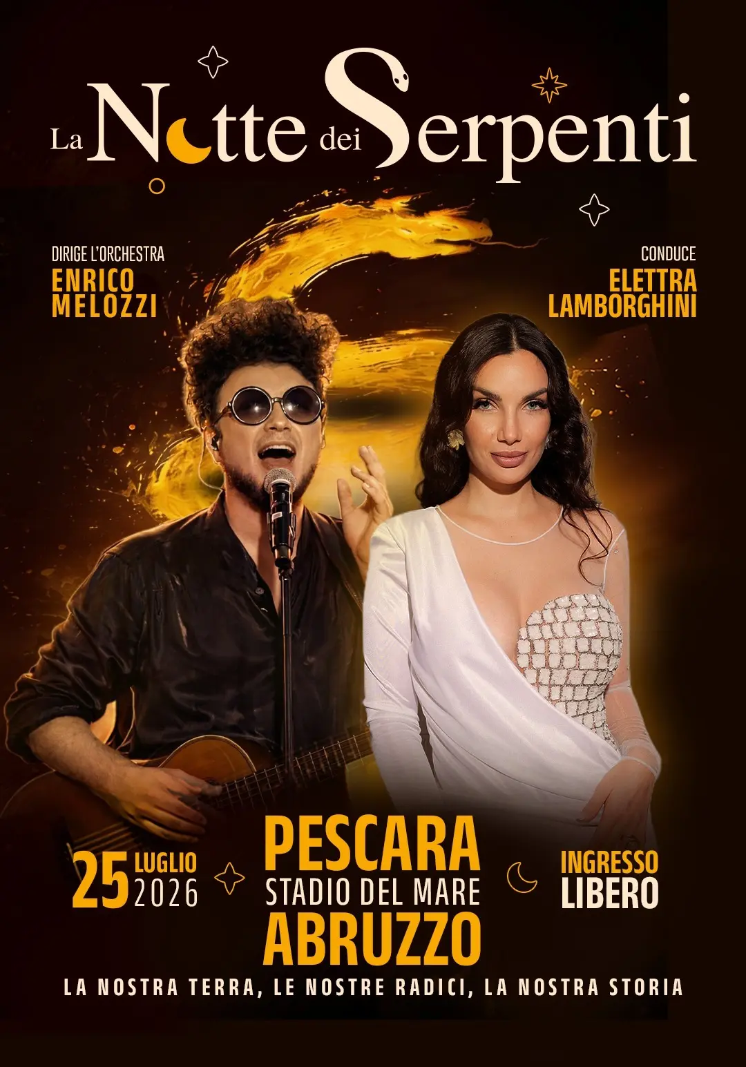 La Notte dei Serpenti 2026: Elettra Lamborghini conduce il concertone a Pescara