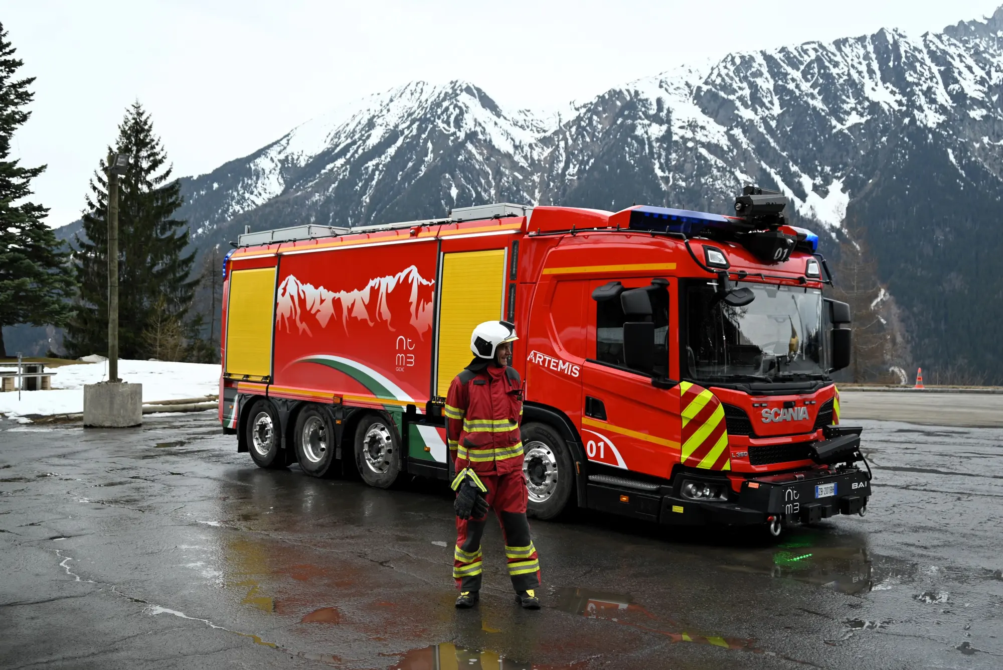Scania e BAI presentano ARTEMIS: l'autobotte hi-tech per la sicurezza del Traforo del Monte Bianco