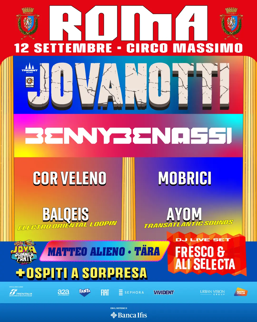 Jova Summer Party 2026: svelata la line up delle due date evento al Circo Massimo