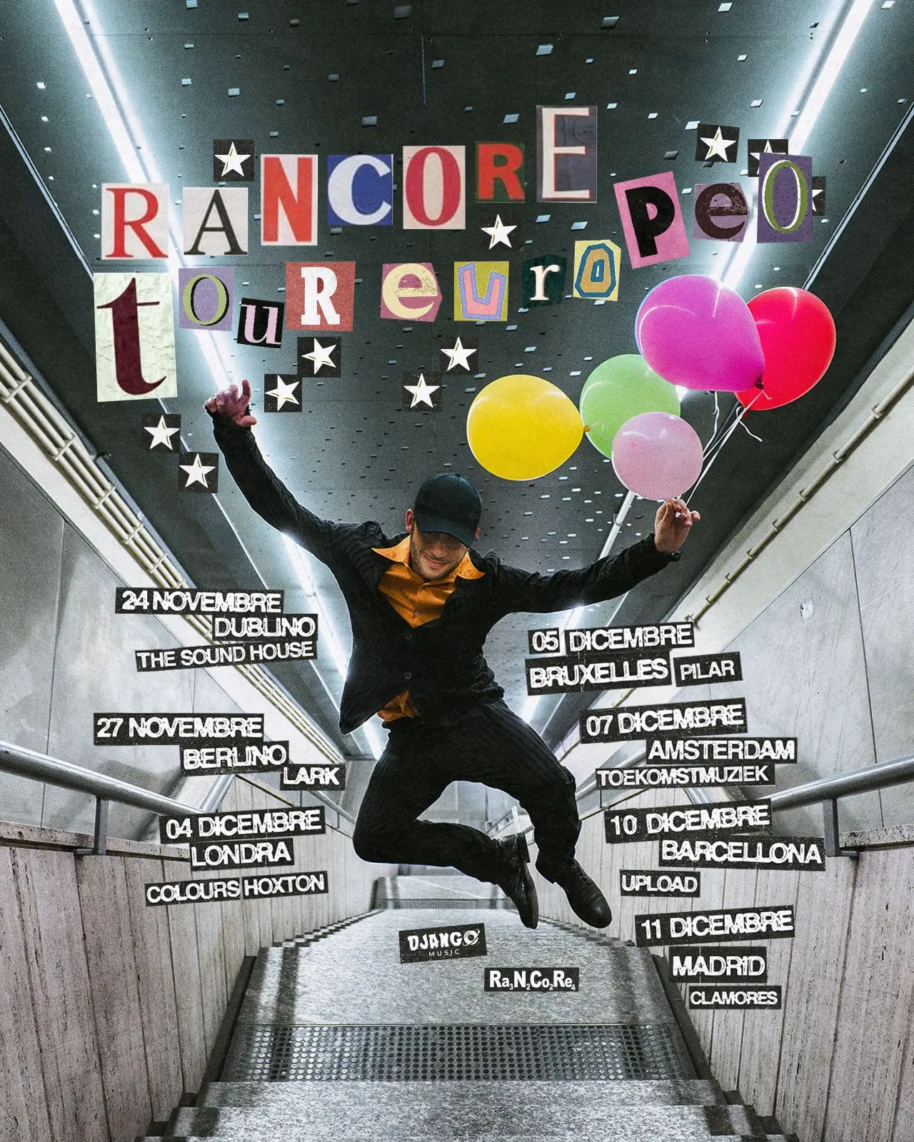 Rancore annuncia le date europee del tour Tarek da Colorare Live 2026