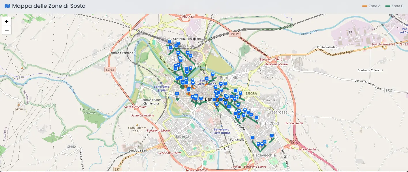 Benevento, strisce blu pagabili con l'app Telepass: come funziona