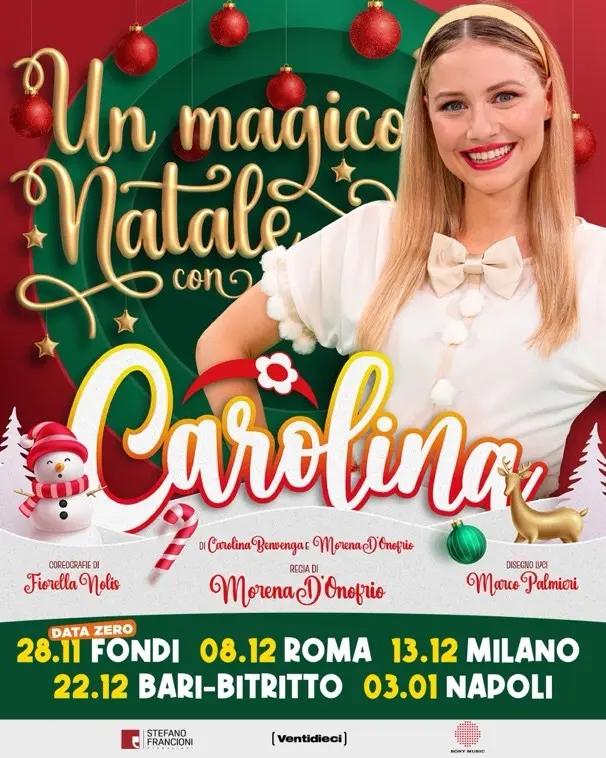 Carolina Benvenga porta nei teatri italiani lo spettacolo Un magico Natale con Carolina