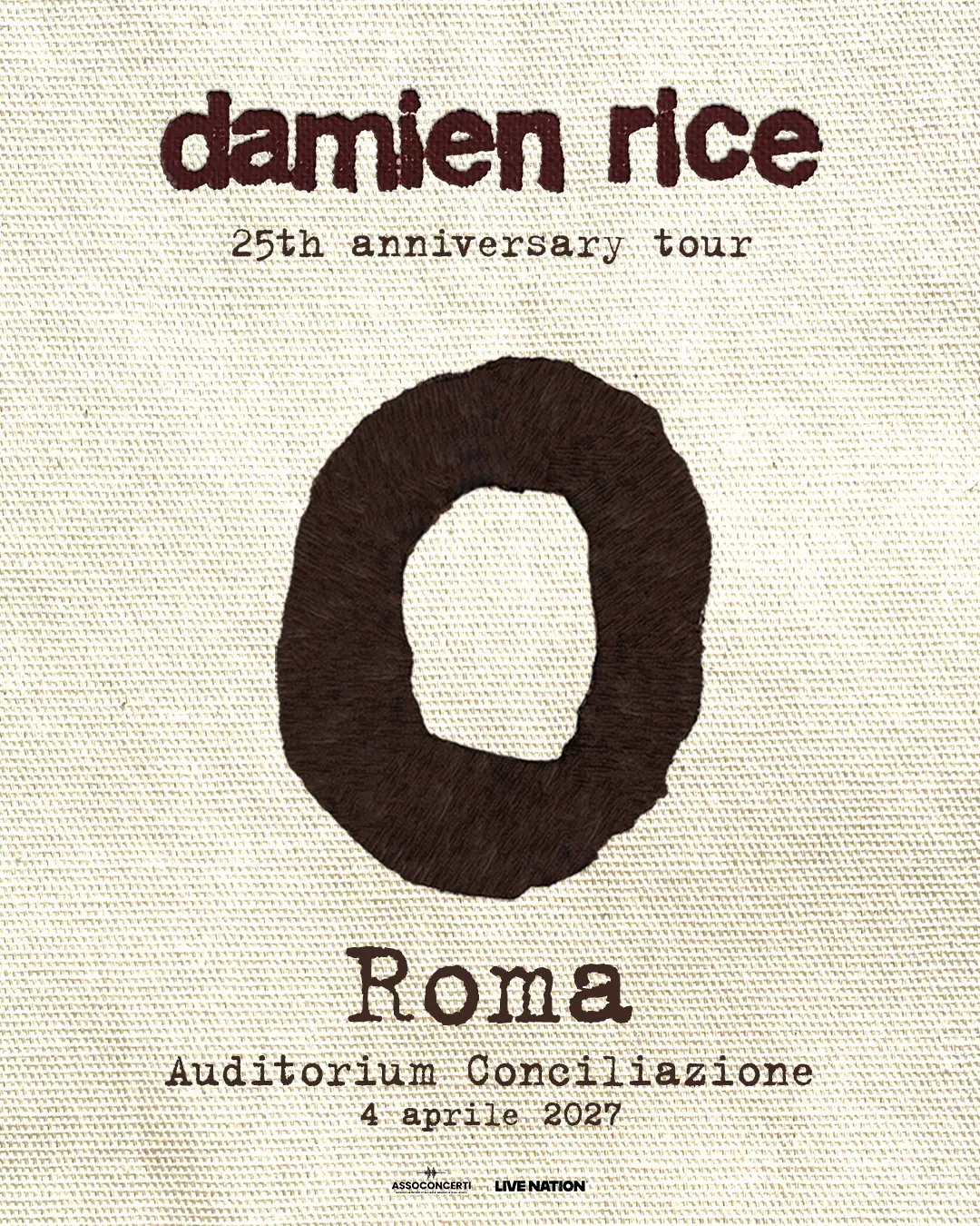 Damien Rice torna a Roma per il 25th Anniversary Tour: unico concerto in Italia nel 2027